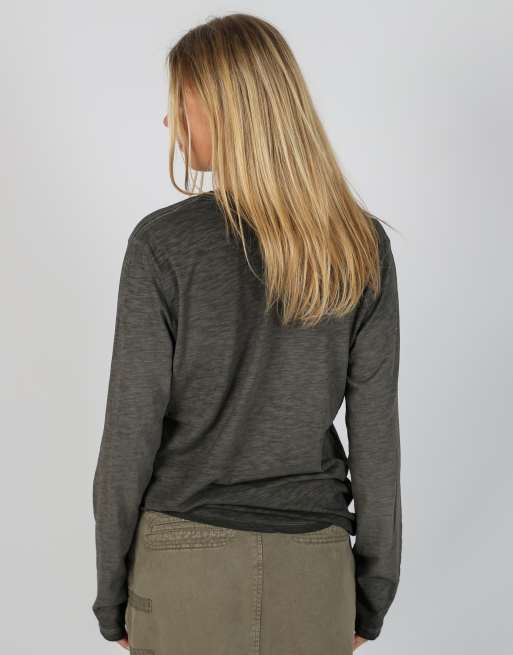 Vintage Scorpion Bay L long sleeve top in charcoal grey, 2 of 4