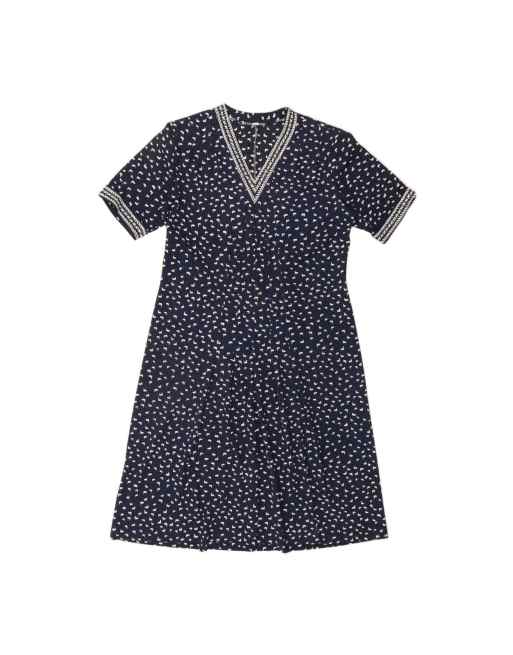 Vintage See Through A-line Dress UK 14 Medium In Blue Spotted