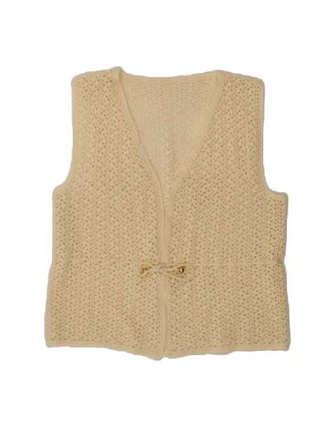 Vintage See Through Cardigan Sweater UK 16 Large In Off In White - view 1
