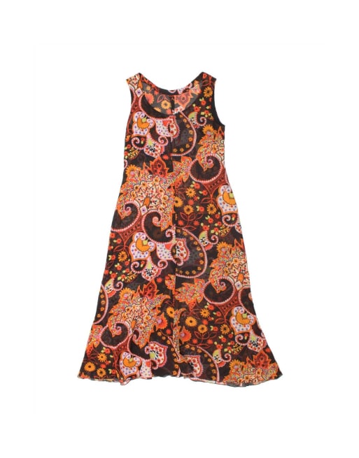 Vintage See Through Maxi Dress UK 12 Medium In Multicoloured Floral