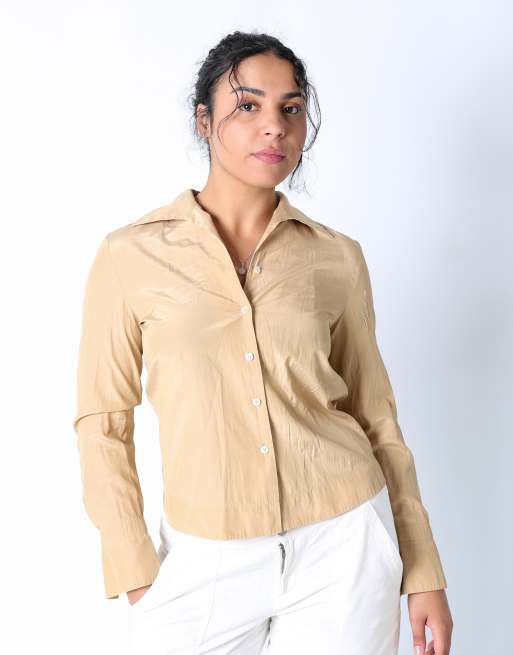 Vintage SeidenSticker L shirt gold