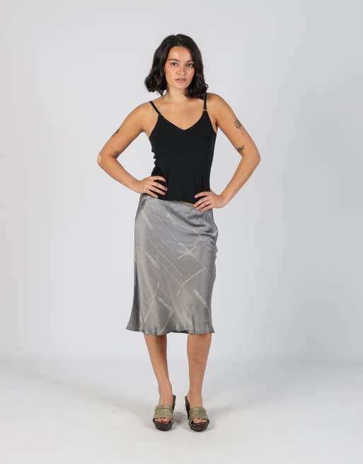 Vintage Sem Milano S woven midi skirt in grey