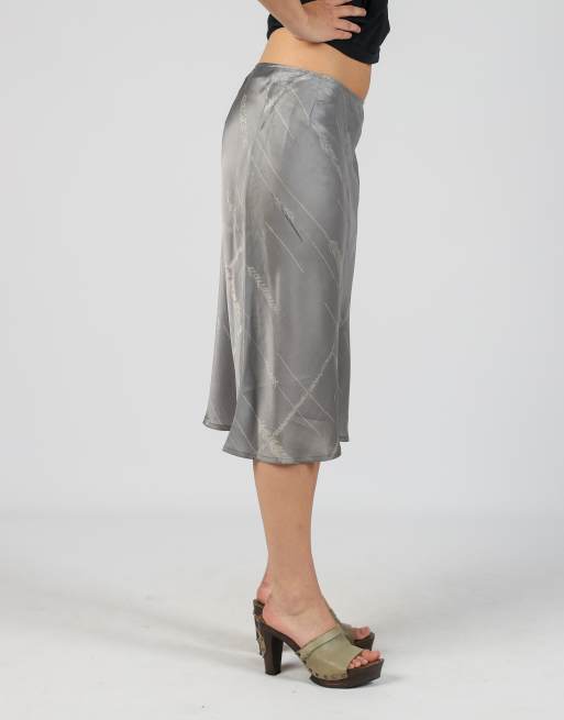 Vintage Sem Milano S woven midi skirt in grey, 2 of 4