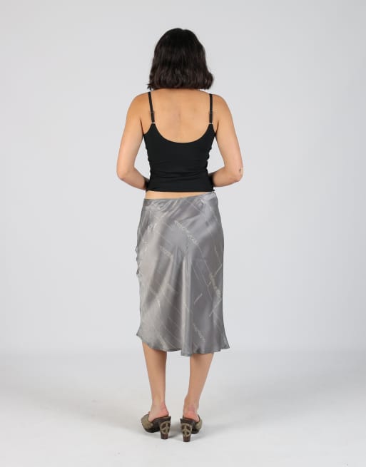 Vintage Sem Milano S woven midi skirt in grey, 3 of 4