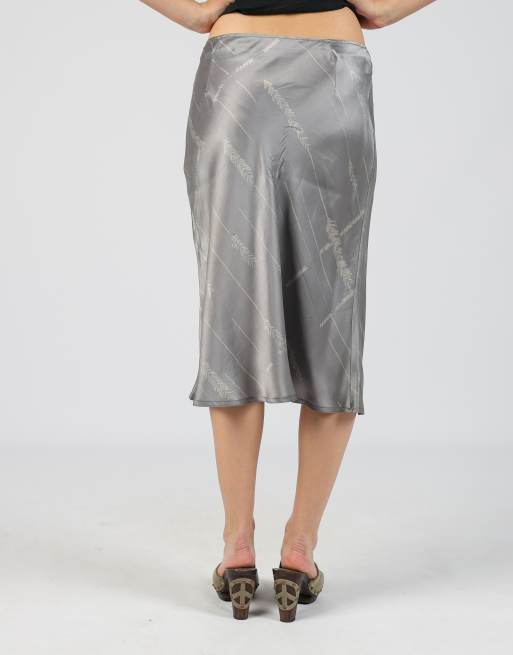 Vintage Sem Milano S woven midi skirt in grey, 4 of 4
