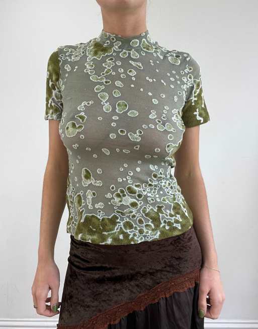 Vintage semi sheer top in green