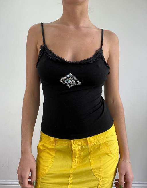 Vintage sequin cami in black