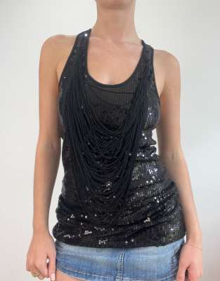 Vintage sequin cami in black