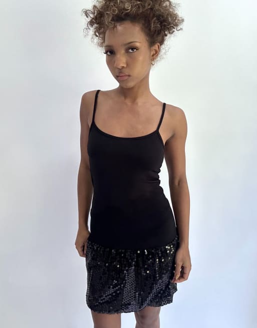 Vintage sequin mini dress in black