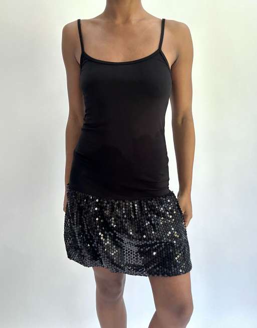 Vintage sequin mini dress in black, 3 of 4