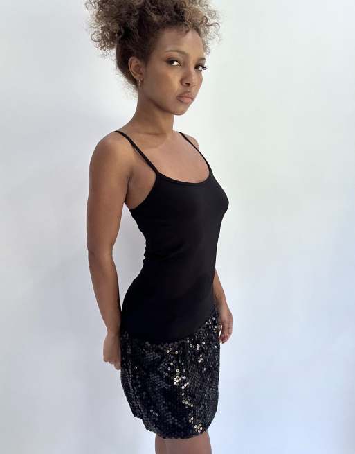 Vintage sequin mini dress in black, 4 of 4