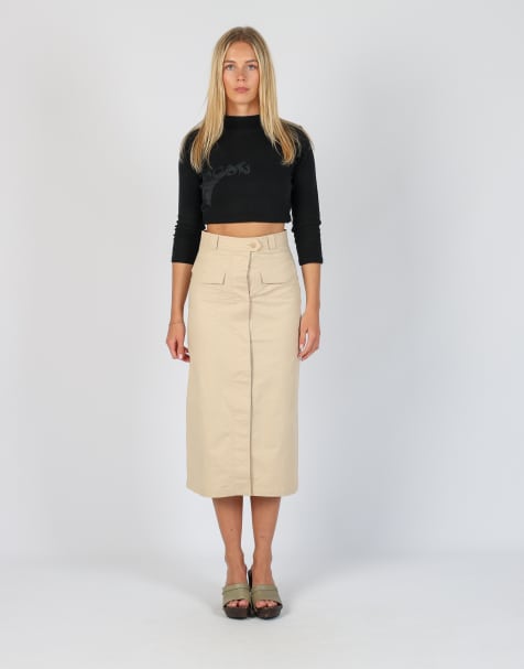 Vintage Serena XS woven maxi skirt in beige - view 1