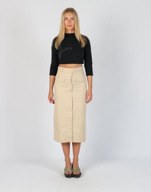 Vintage Serena XS woven maxi skirt in beige