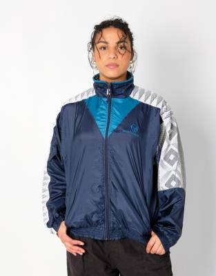 Vintage Sergio Tacchini L Light Jacket Navy Blue