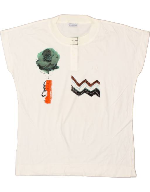 Vintage Sergio Tacchini Size L Graphic T-Shirt Top in White