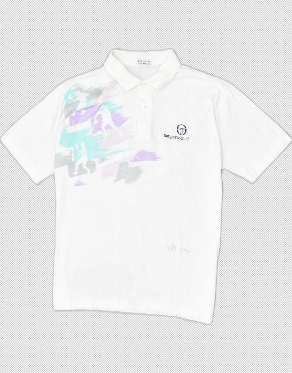 Vintage Sergio Tacchini Size XL polo shirt in white