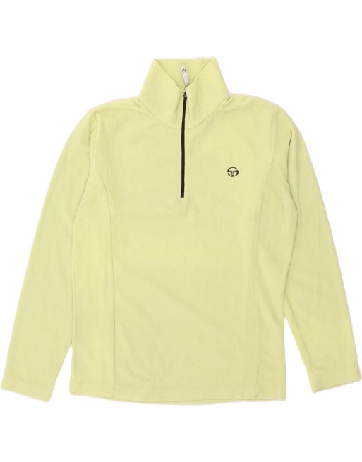 Vintage Sergio Tacchini Size XL Zip Neck Fleece Jumper in Yellow