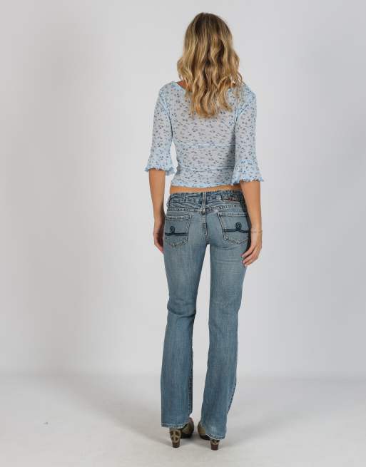 Vintage Seven7 XS straight jeans in light blue, 3 of 4