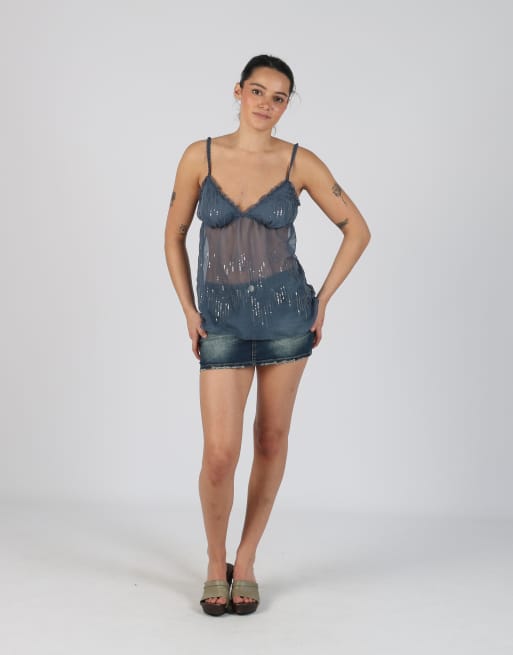 Vintage Sexy Sense XS denim mini skirt in blue