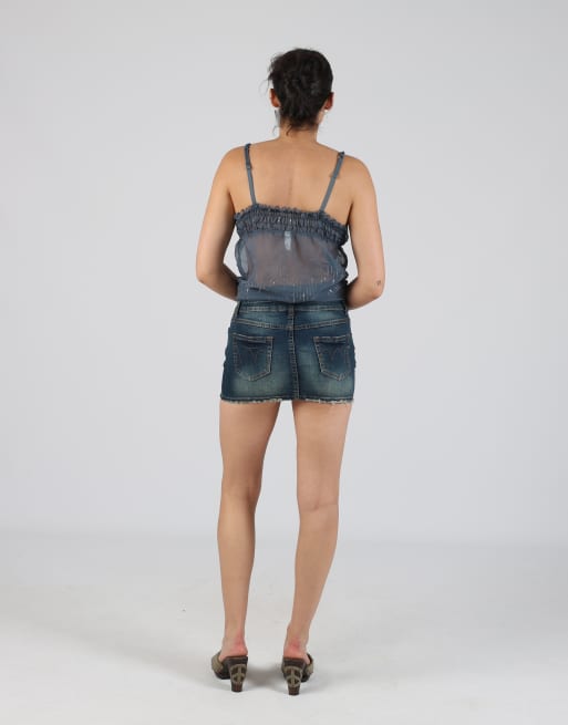 Vintage Sexy Sense XS denim mini skirt in blue, 3 of 4