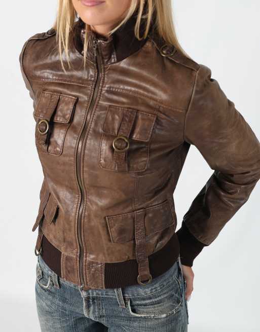 Vintage Sexy Woman S leather jacket in brown | ASOS