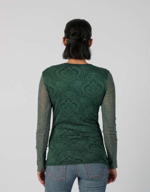 Vintage Shake S long sleeve top in dark green, 2 of 4