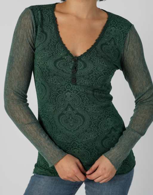Vintage Shake S long sleeve top in dark green, 4 of 4