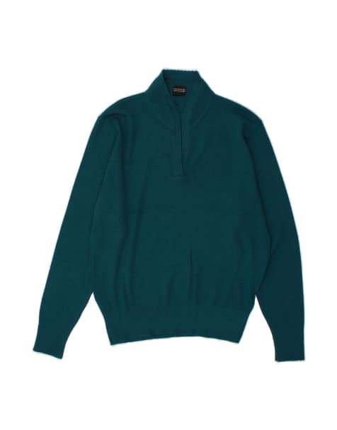 Vintage Shawl Neck Jumper Sweater UK 12 Medium In Green - view 1