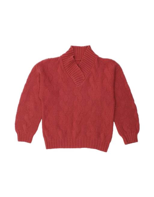 Vintage Shawl Neck Jumper Sweater UK 18 XL In Pink