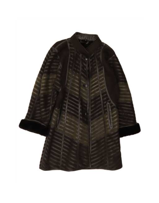Vintage Shearling Coat It 40 Small In Black Striped Shearling