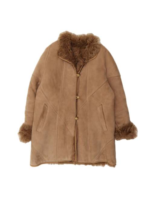Vintage Shearling Coat It 42 Medium In Brown Shearling