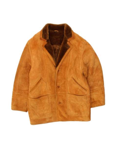 Vintage Shearling Coat It 48 Medium In Brown - view 1