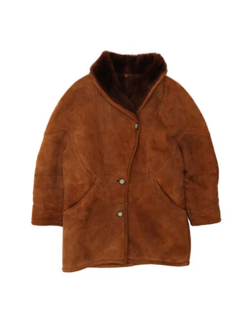 Vintage Shearling Coat It 48 XL In Brown Shearling