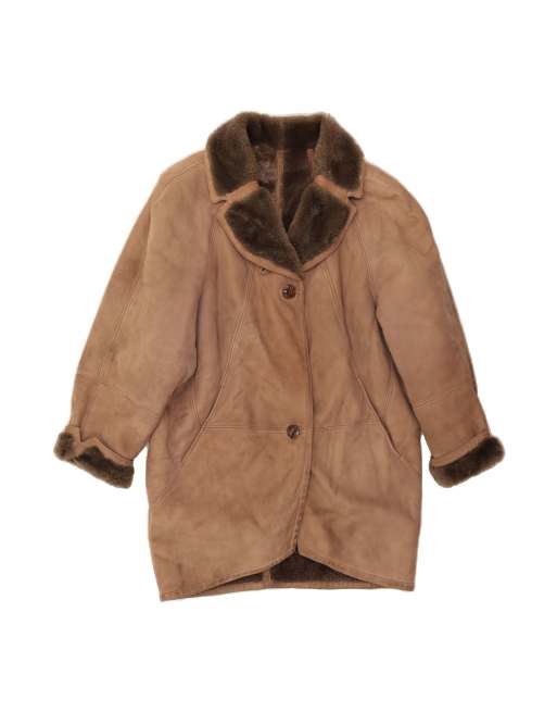 Vintage Shearling Coat It 48 XL In Brown