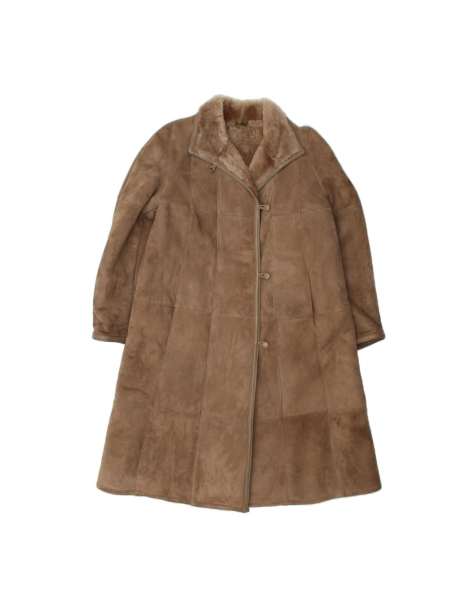 Vintage Shearling Coat UK 12 Medium In Brown - view 1
