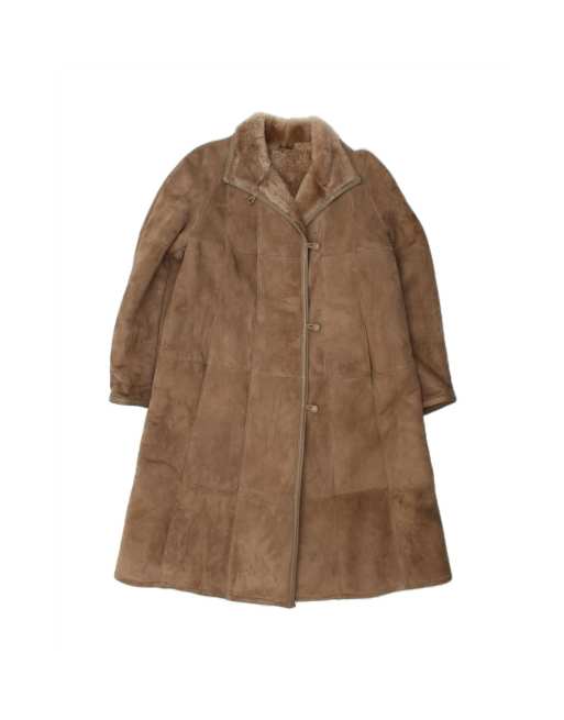 Vintage Shearling Coat UK 12 Medium In Brown