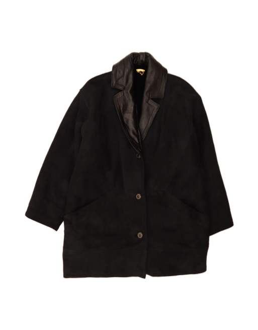 Vintage Shearling Coat UK 18 XL In Black
