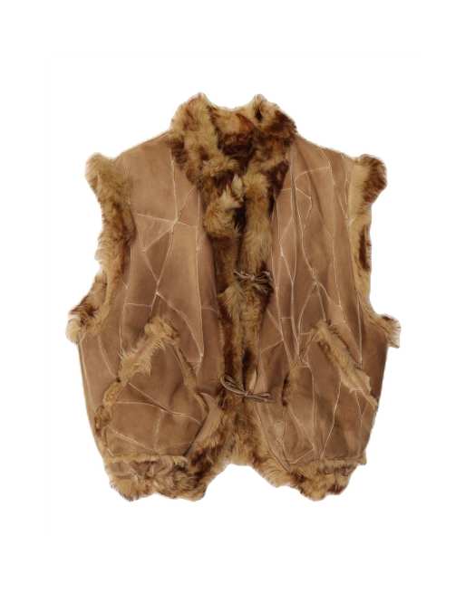 Vintage Shearling Gilet UK 16 Large In Brown Shearling