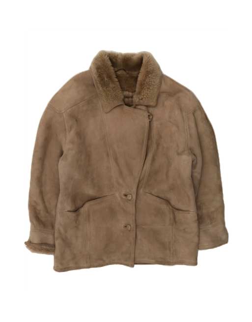 Vintage Shearling Jacket EU 46 XL In Brown Shearling