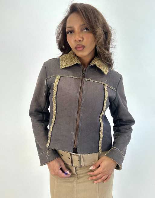 Vintage shearling jacket in brown