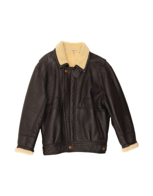 Vintage Shearling Jacket It 50 Large In Black Shearling