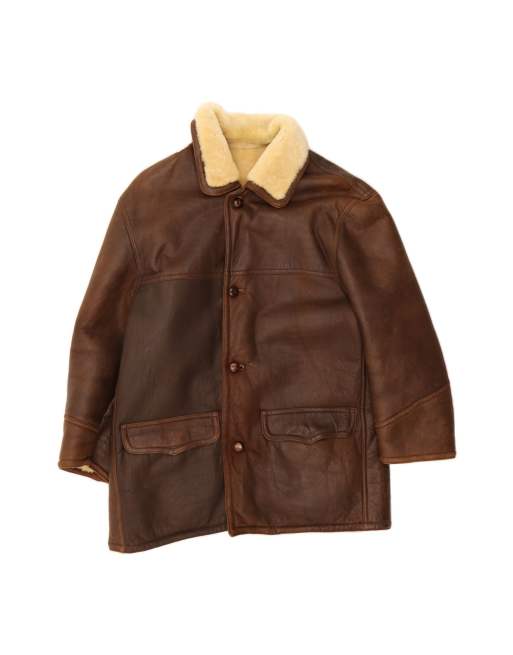 Vintage Shearling Jacket It 50 Large In Brown Shearling