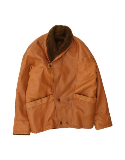 Vintage Shearling Jacket It 52 2XL In Brown Shearling