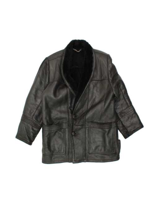 Vintage Shearling Jacket It 52 XL In Black