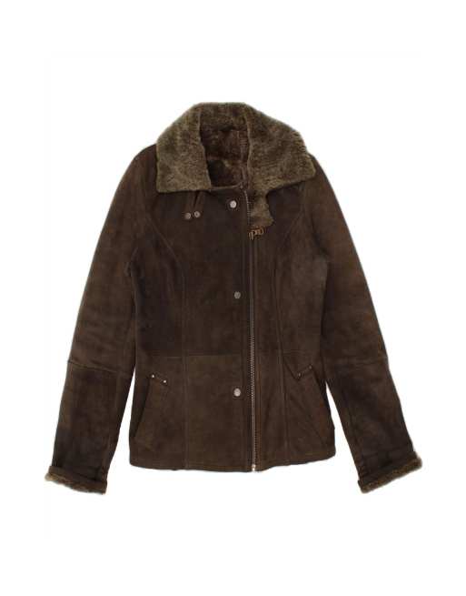 Vintage Shearling Jacket UK 14 Medium In Brown