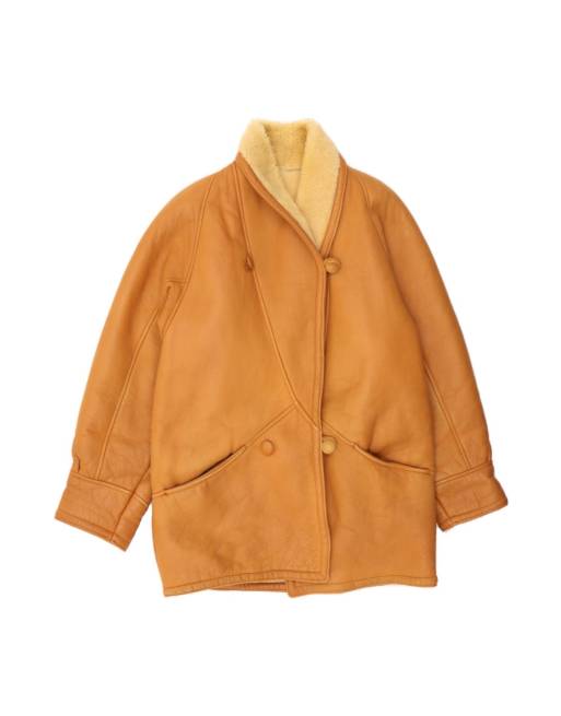 Vintage Shearling Jacket UK 16 Large In Beige