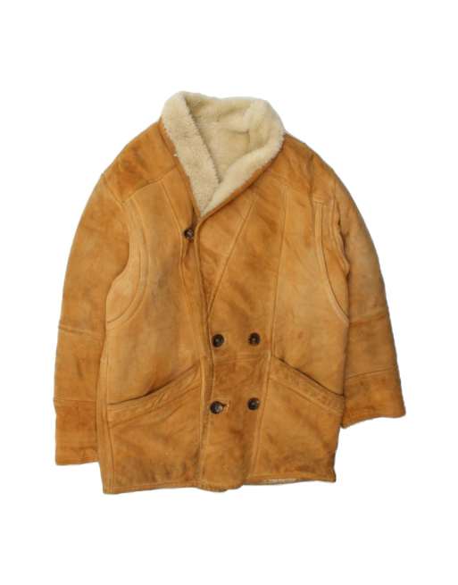Vintage Shearling Jacket UK 36 Small In Brown