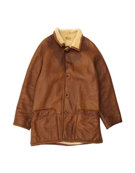 Vintage Shearling Jacket UK 42 XL In Brown - view 1