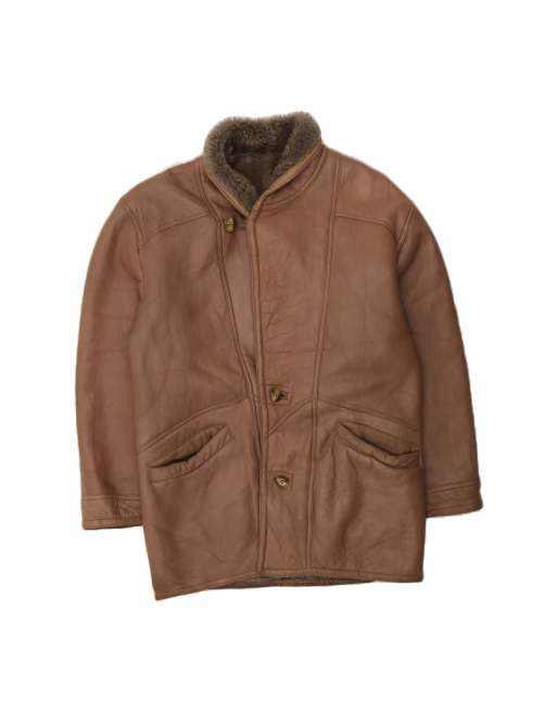 Vintage Shearling Overcoat It 50 Large In Brown Shearling