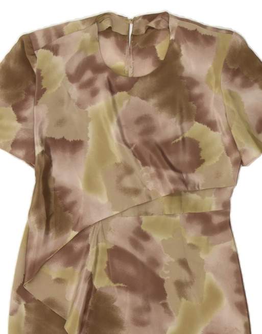 Vintage Sheath Dress UK 12 Medium In Brown Tie Dye, 3 of 4